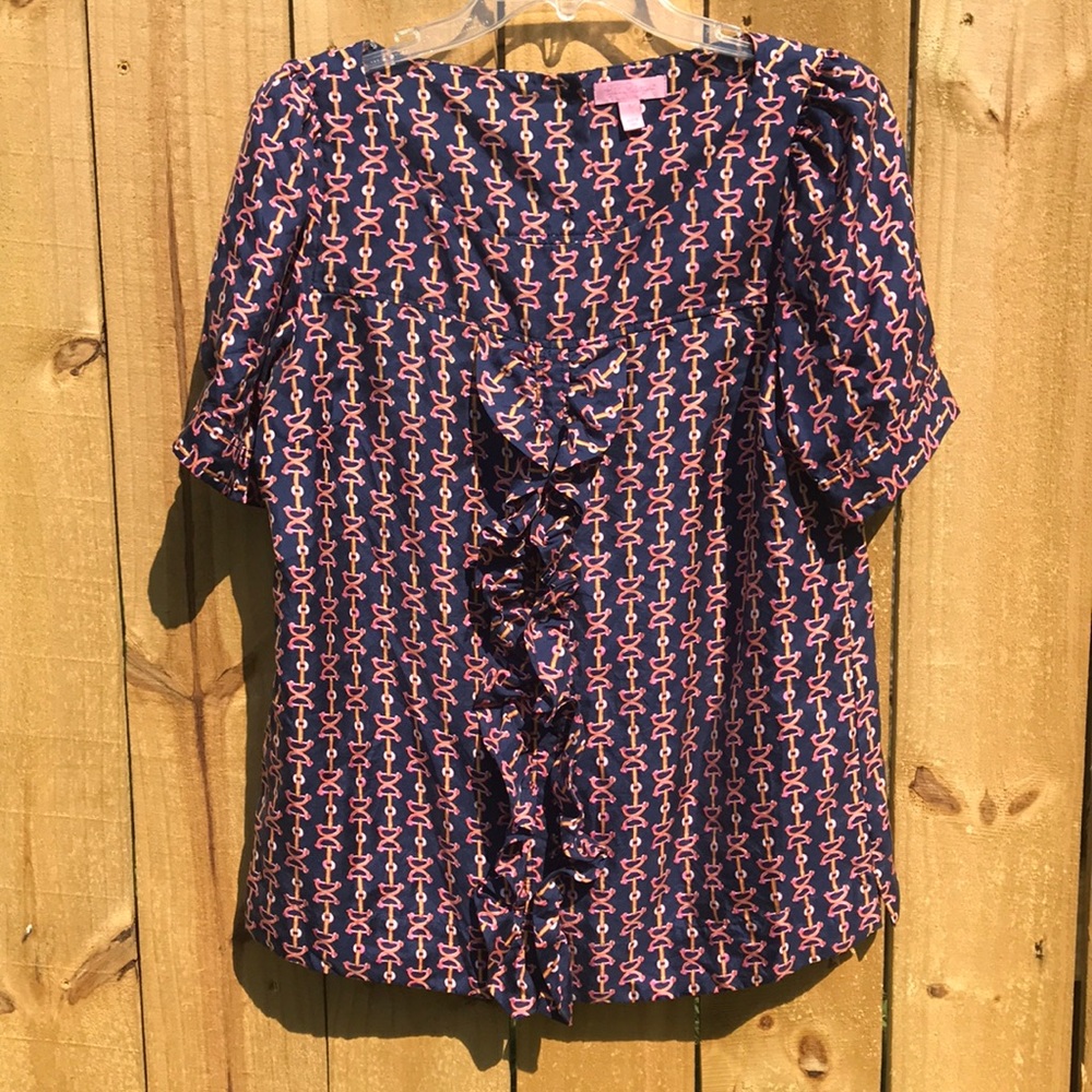 Lilly Pulitzer horse inspired pattern blouse